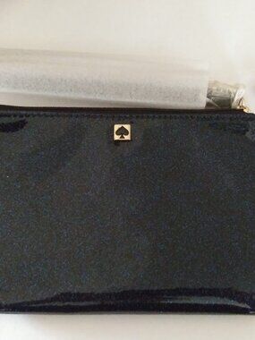 Kate Spade NY Mavis Glitter BagPouch NavyBlueMetallic some scratches see the pic